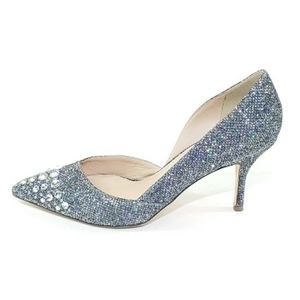 J Crew D'orsay Glitter Stiletto Pumps Pointed Toe 